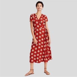 Madewell Ruffle-Edge Wrap Midi Dress in Daisy Daydream. Size Small.